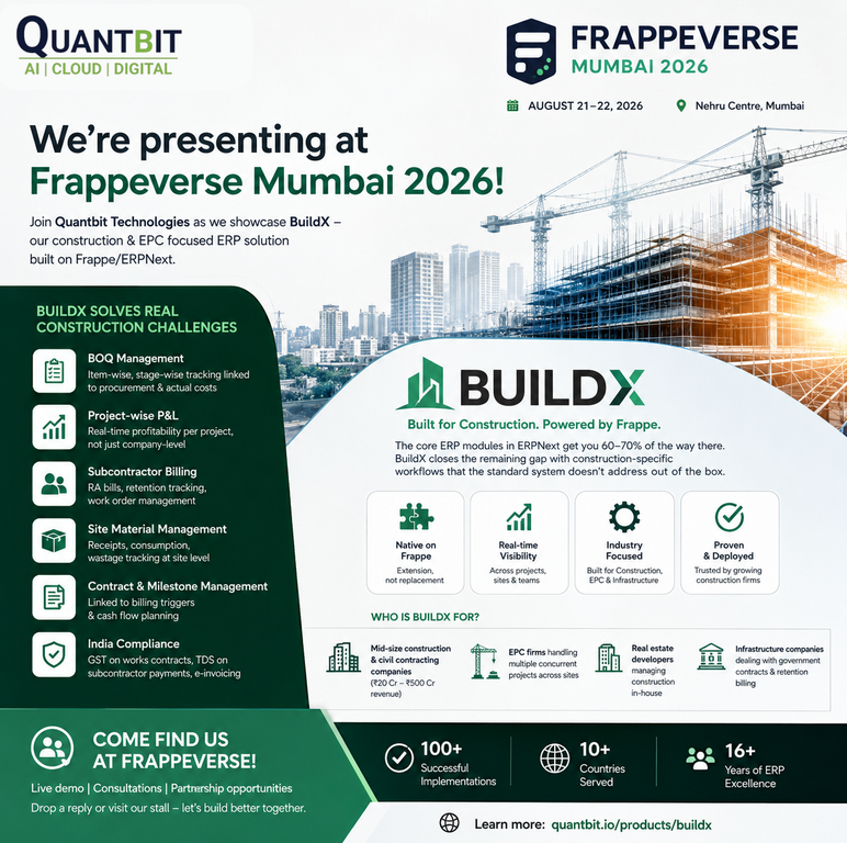 BuildX — ERPNext for Construction & EPC | Presenting at Frappeverse Mumbai 2026 - Cover Image